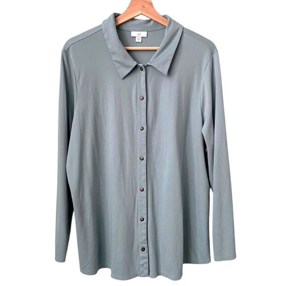 J.Jill Light Teal Button-Up Long Sleeve Shirt in Size 2X - Picture 1 of 6